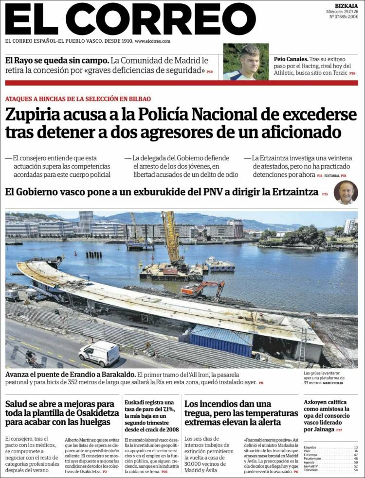 Portada de El Correo (Espa&ntilde;a)
