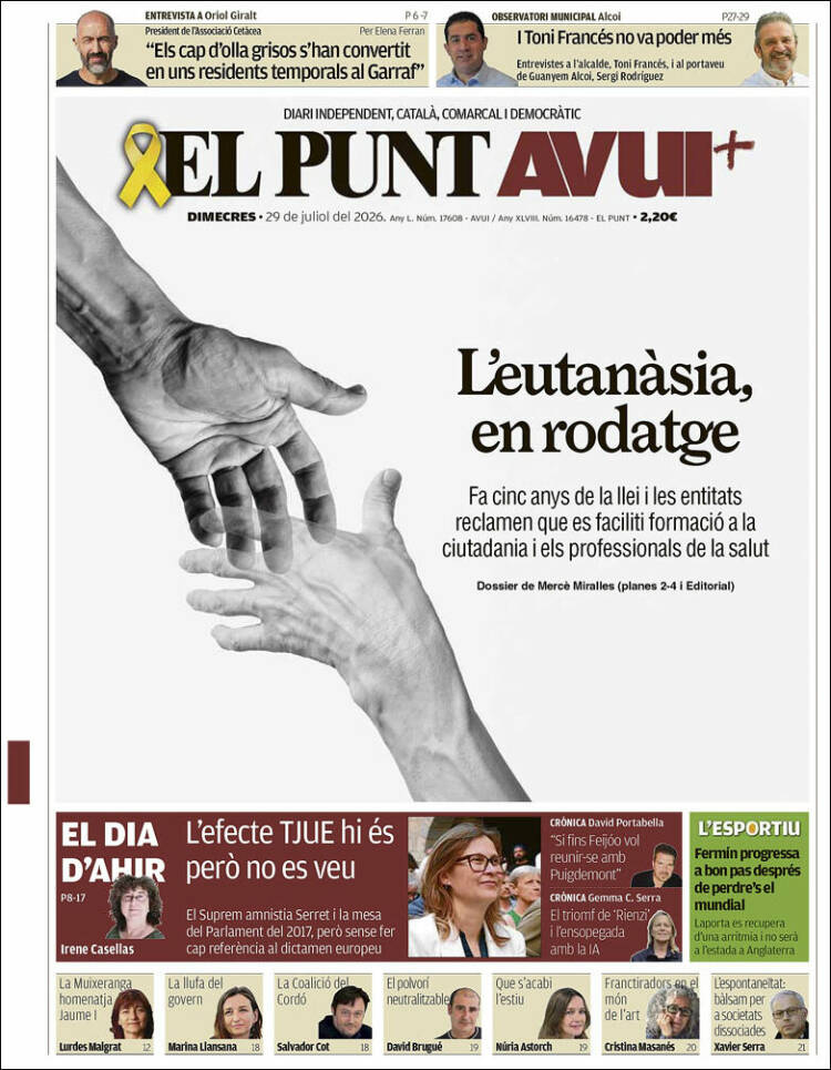 Portada de El Punt Avui (Espa&ntilde;a)