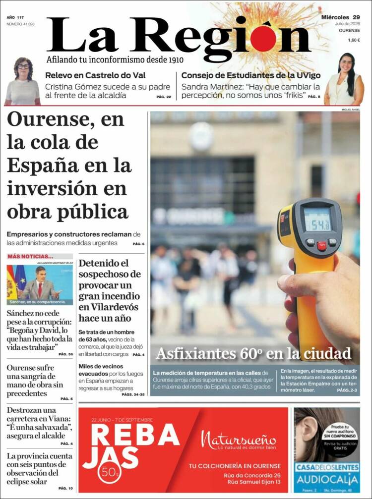 Portada de La Región de Ourense (Espa&ntilde;a)