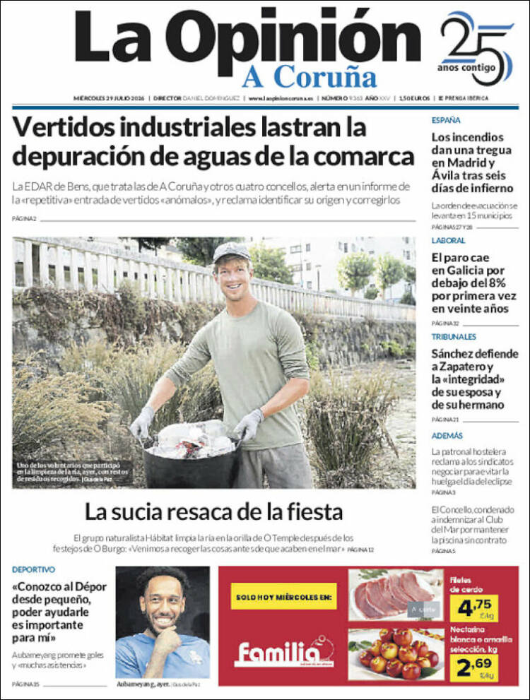 Portada de La Opinión de A Coruña (Espa&ntilde;a)