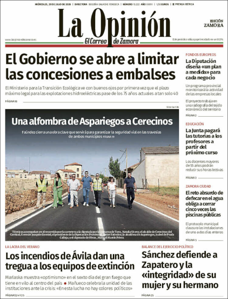 Portada de La Opinión - El Correo de Zamora (Espa&ntilde;a)