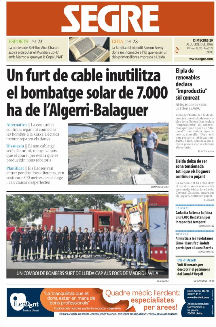 Portada de Segre (Espa&ntilde;a)