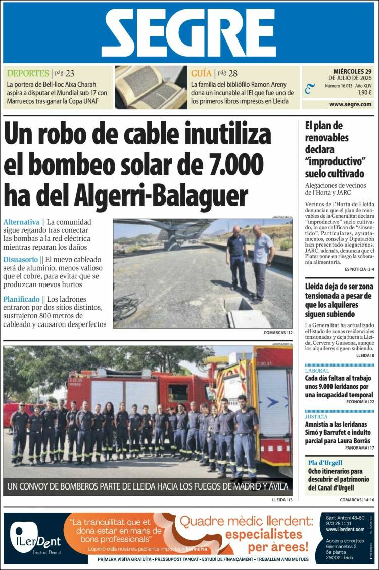 Portada de Segre  (Espa&ntilde;a)