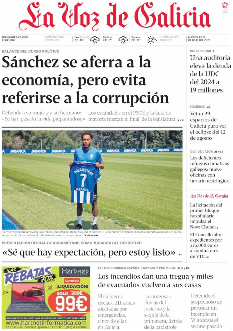 Portada de La Voz de Galicia (Espa&ntilde;a)