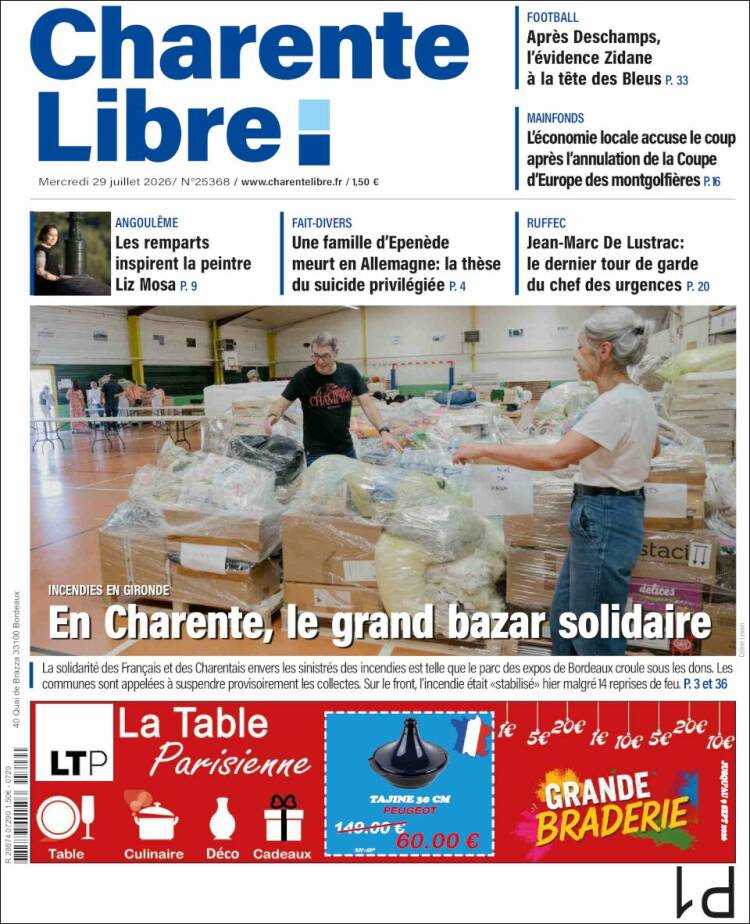 Portada de Charente Libre (Francia)