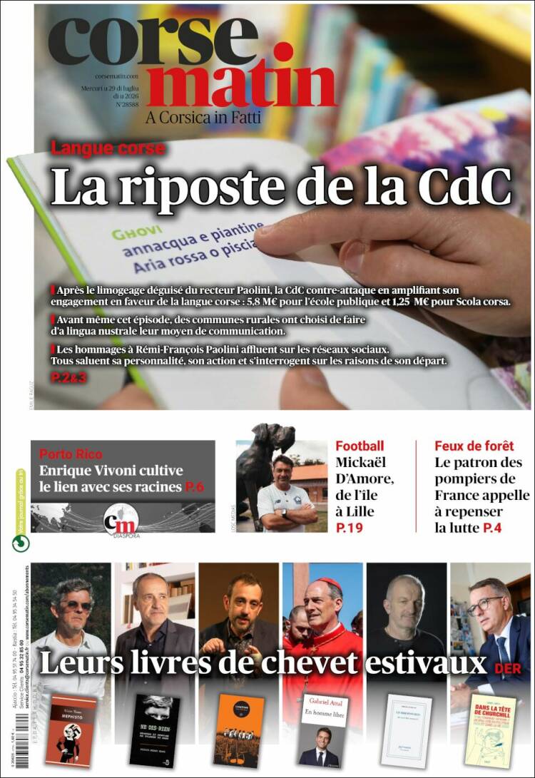 Portada de Corse-Matin (Francia)