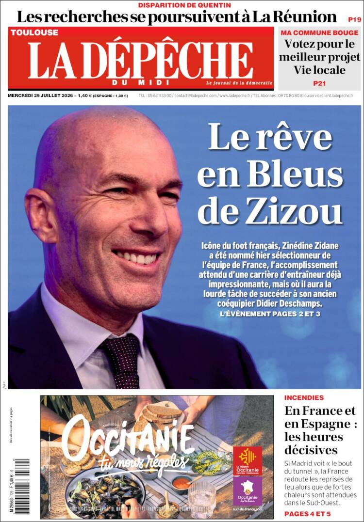 Portada de La Dépêche du Midi (Francia)