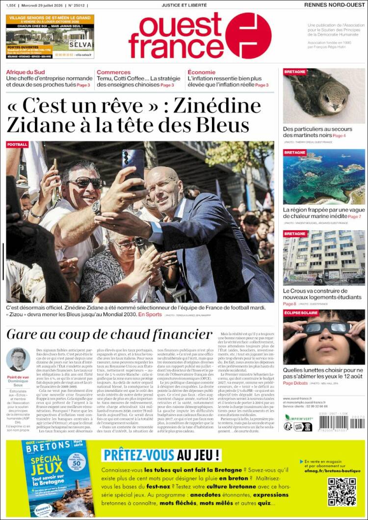 Portada de Ouest France (Francia)