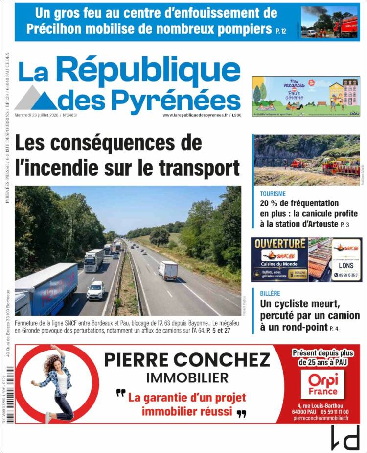 Portada de La République des Pyrénées (Francia)