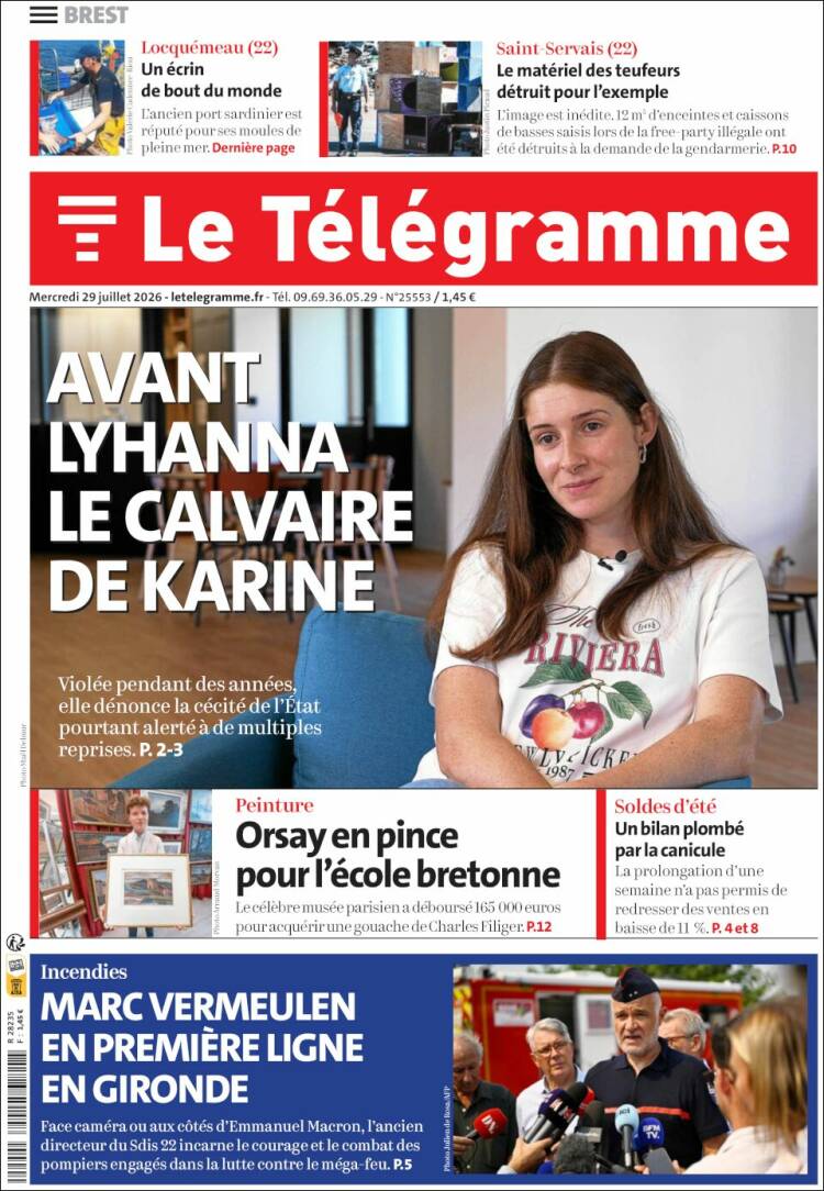 Portada de Télégramme (Francia)