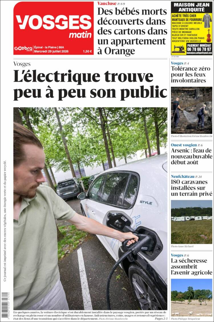 Portada de Vosges Matin (Francia)