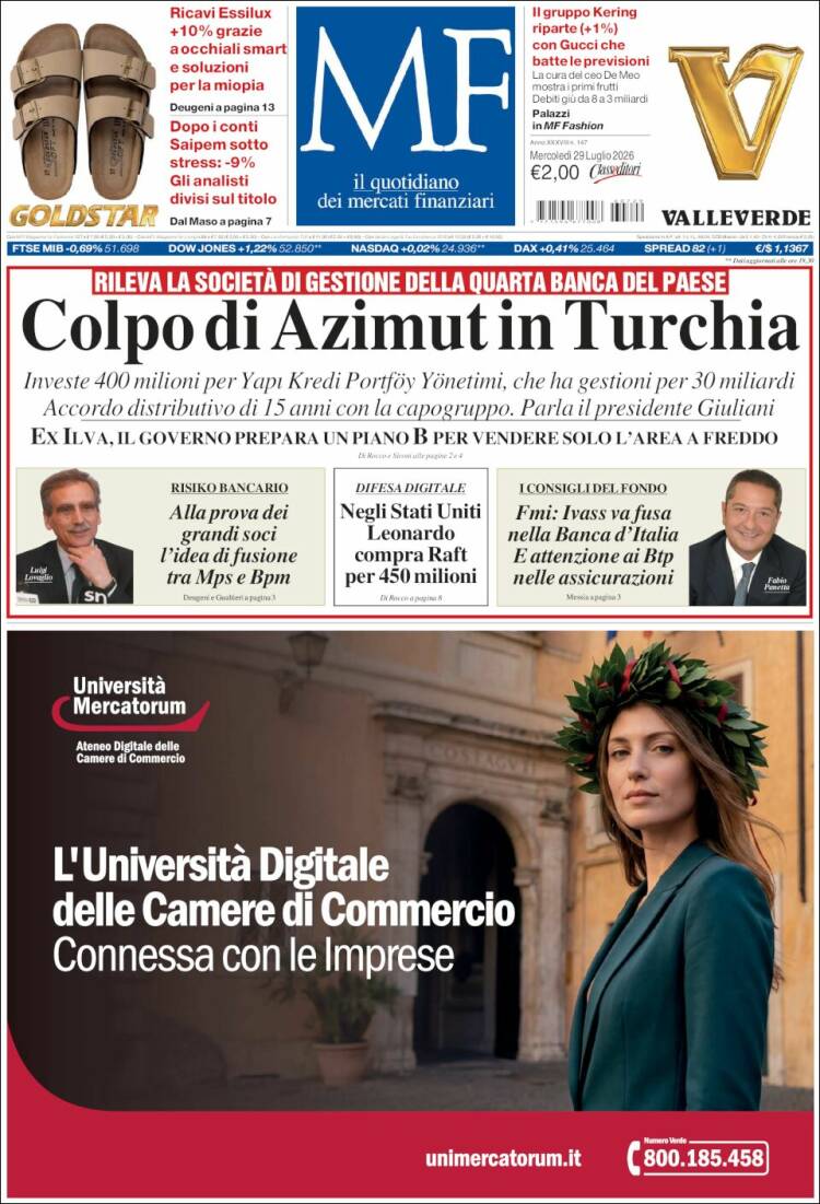 Portada de Milano Finanza (Italia)