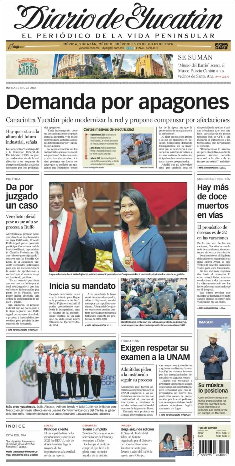 Portada de Diario de Yucatán (M&eacute;xico)