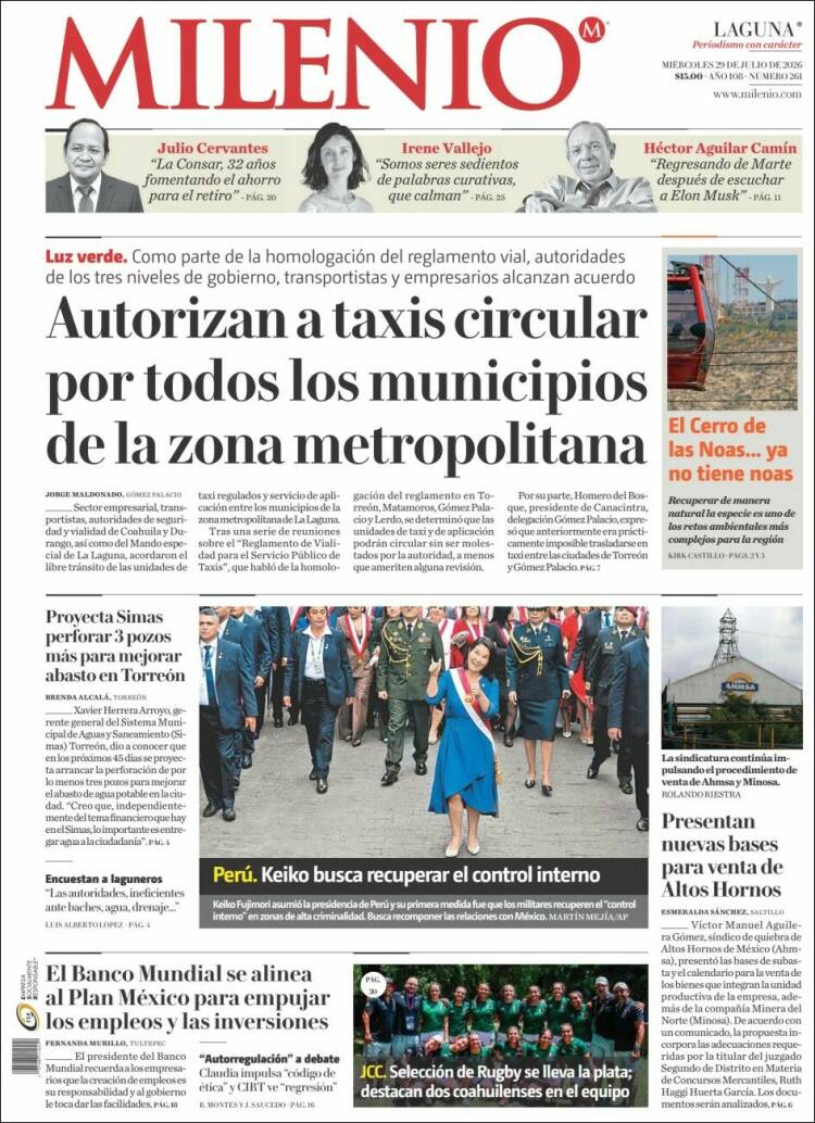 Portada de Milenio - Laguna (M&eacute;xico)