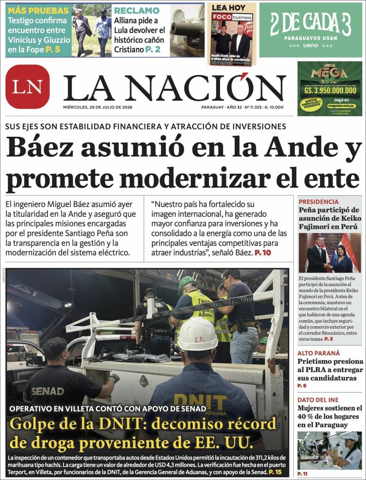 Portada de La Nación (Paraguay)