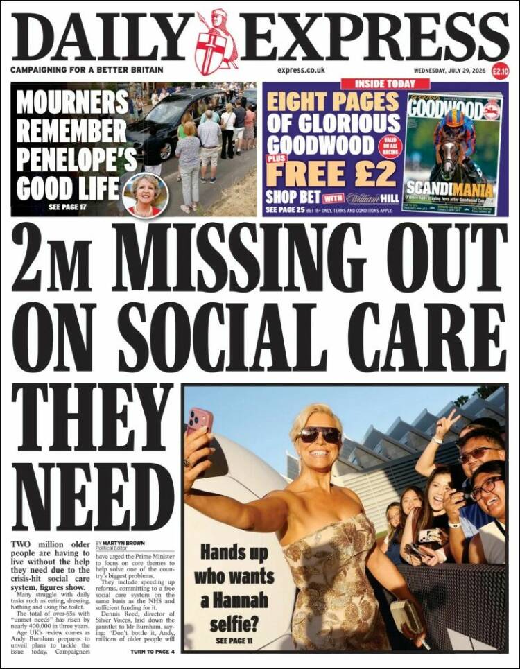 Portada de Daily Express (Reino Unido)