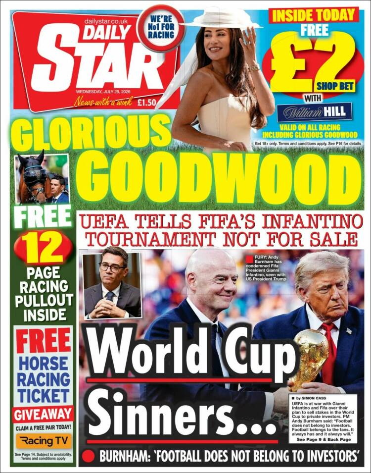 Portada de Daily Star (Reino Unido)