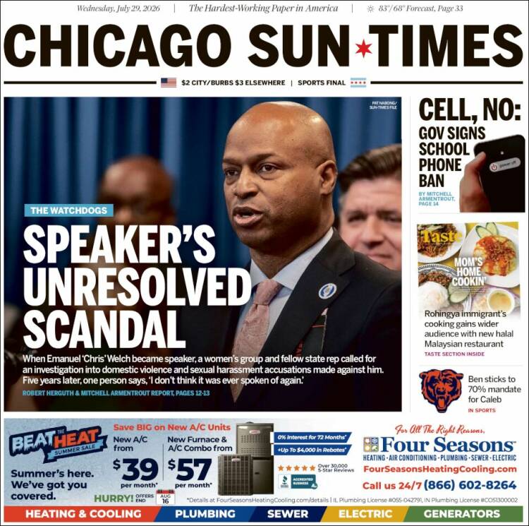 Portada de Chicago Sun-Times (USA)