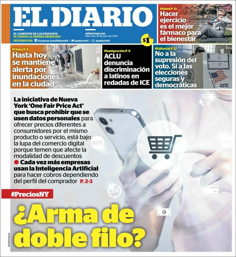 Portada de El Diario NY (USA)