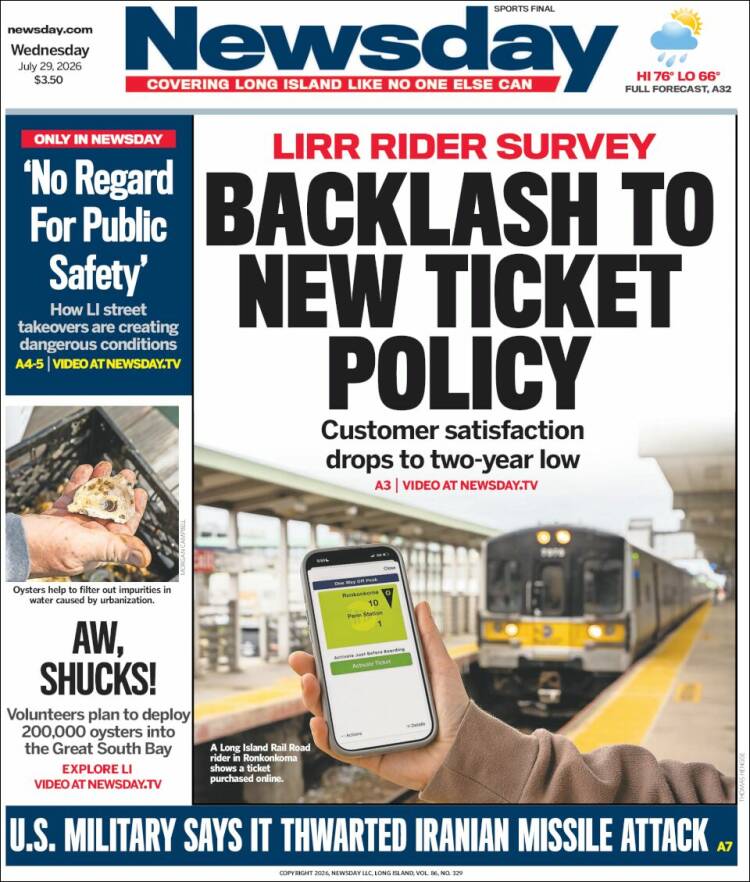 Portada de Newsday (USA)