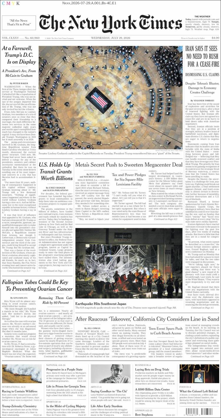 Portada de New York Times (USA)