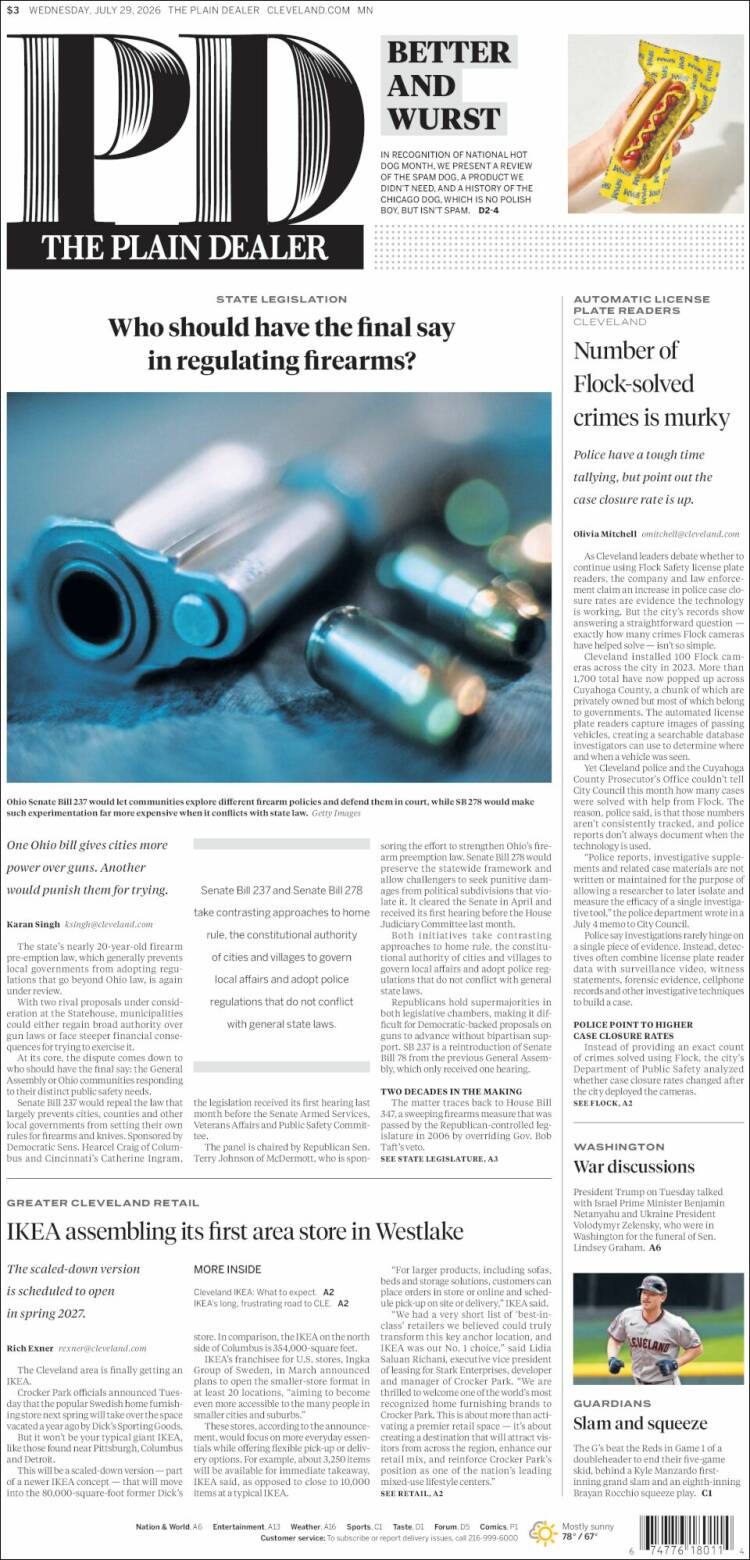 Portada de The Plain Dealer (USA)