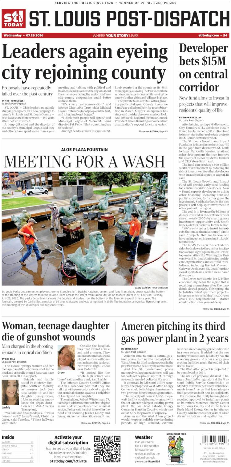 Portada de St. Louis Post-Dispatch (USA)