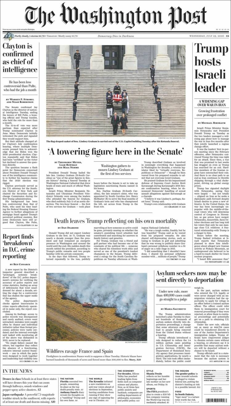 Portada de The Washington Post (USA)