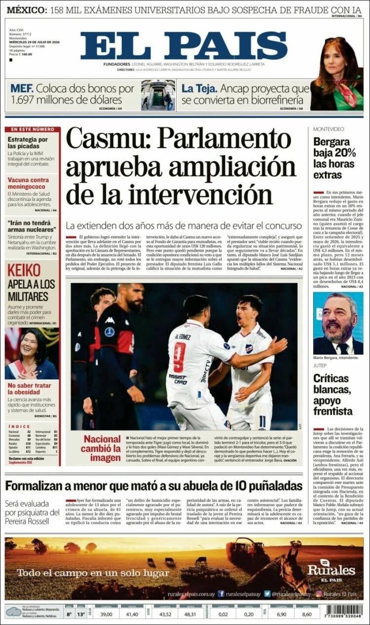 Portada de El País (Uruguay)