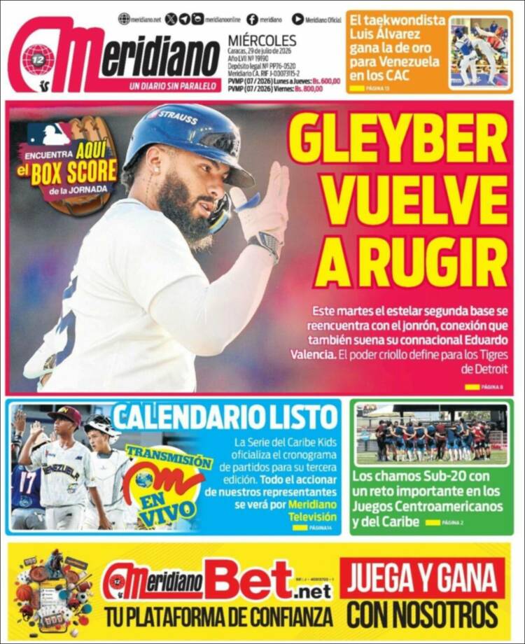 Portada de Meridiano (Venezuela)