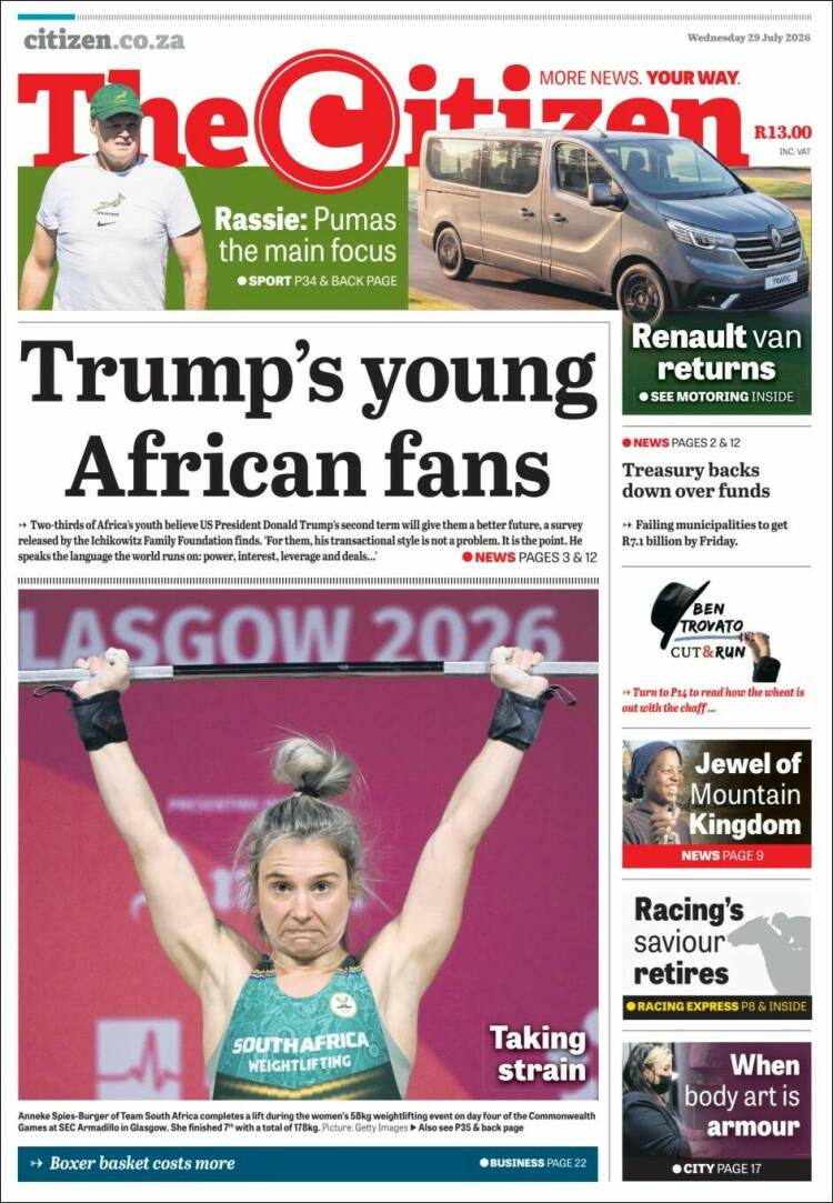 Portada de The Citizen (Sud&aacute;frica)