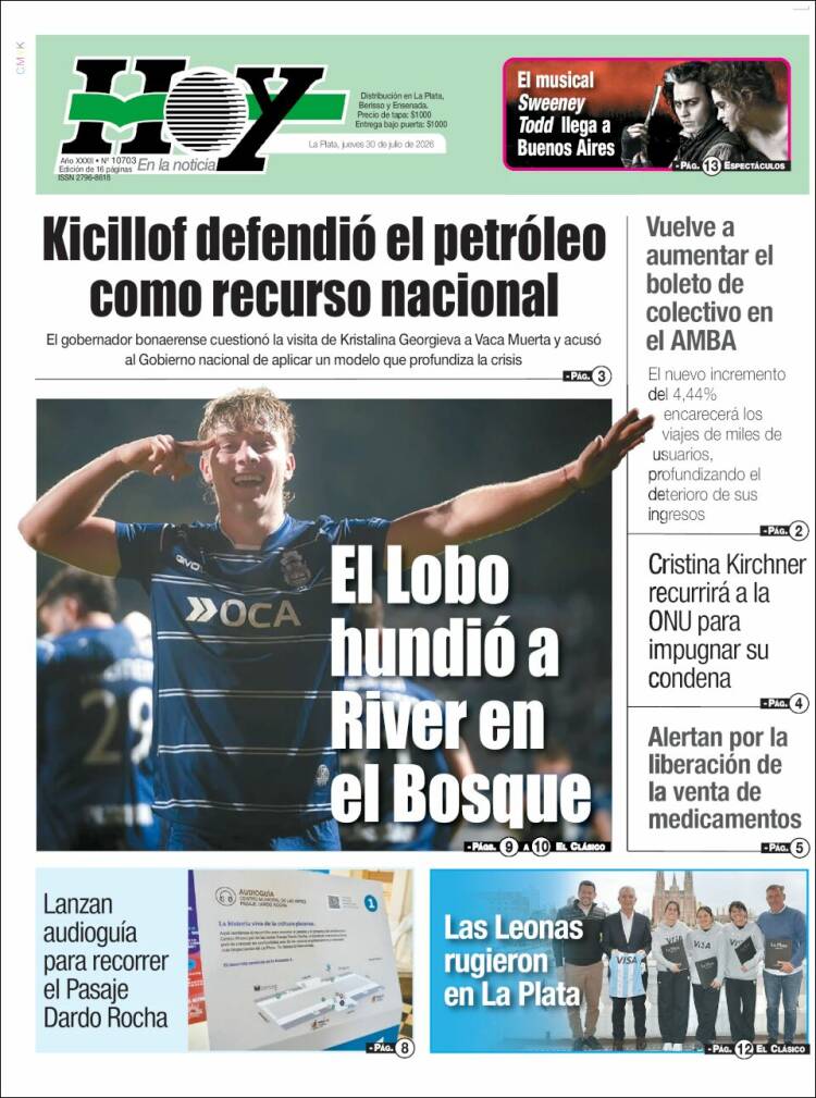 Portada de Diario Hoy (Argentina)