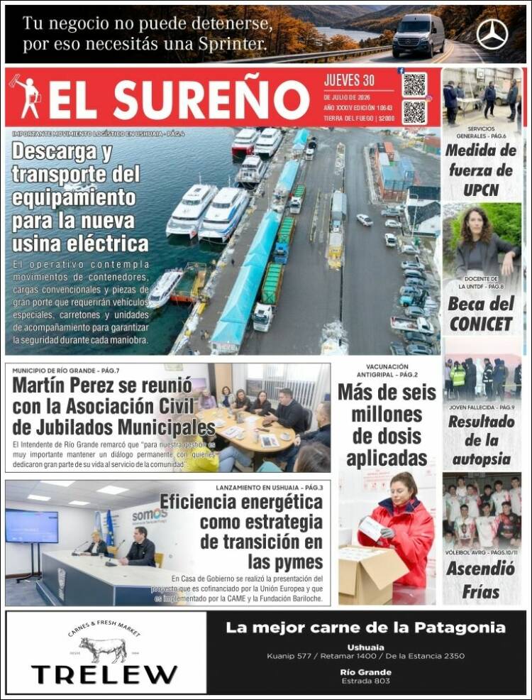 Portada de Diario El Sureño (Argentina)