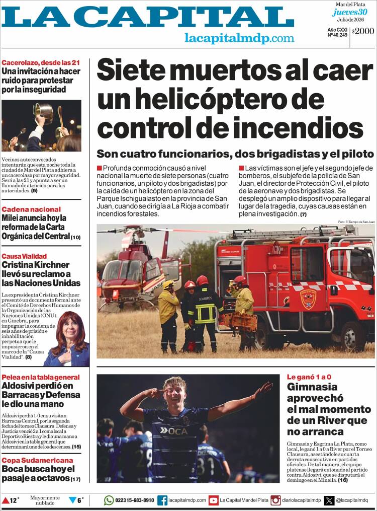 Portada de Diario La Capital - Mar del Plata (Argentina)