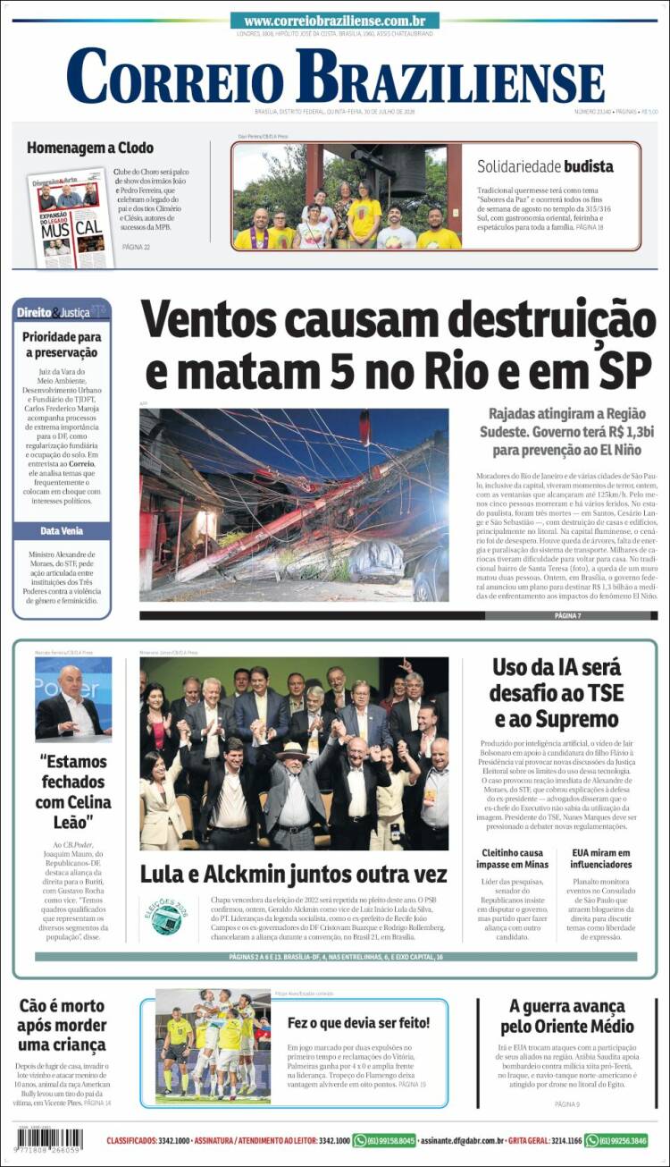 Portada de Correio Braziliense (Brasil)
