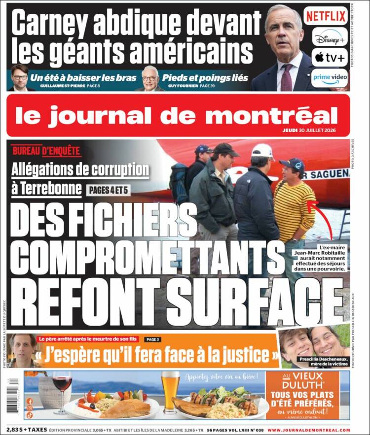 Portada de Le Journal de Montréal (Canad&aacute;)