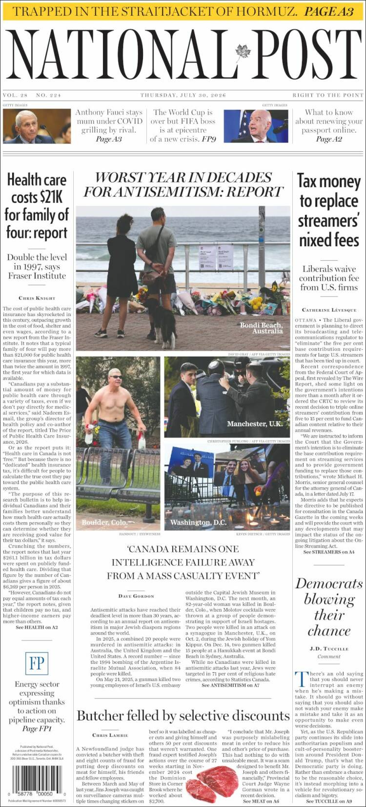 Portada de The National Post (Canad&aacute;)