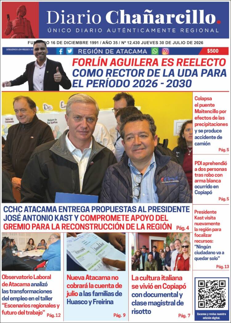 Portada de Diario Chañarcillo (Chile)