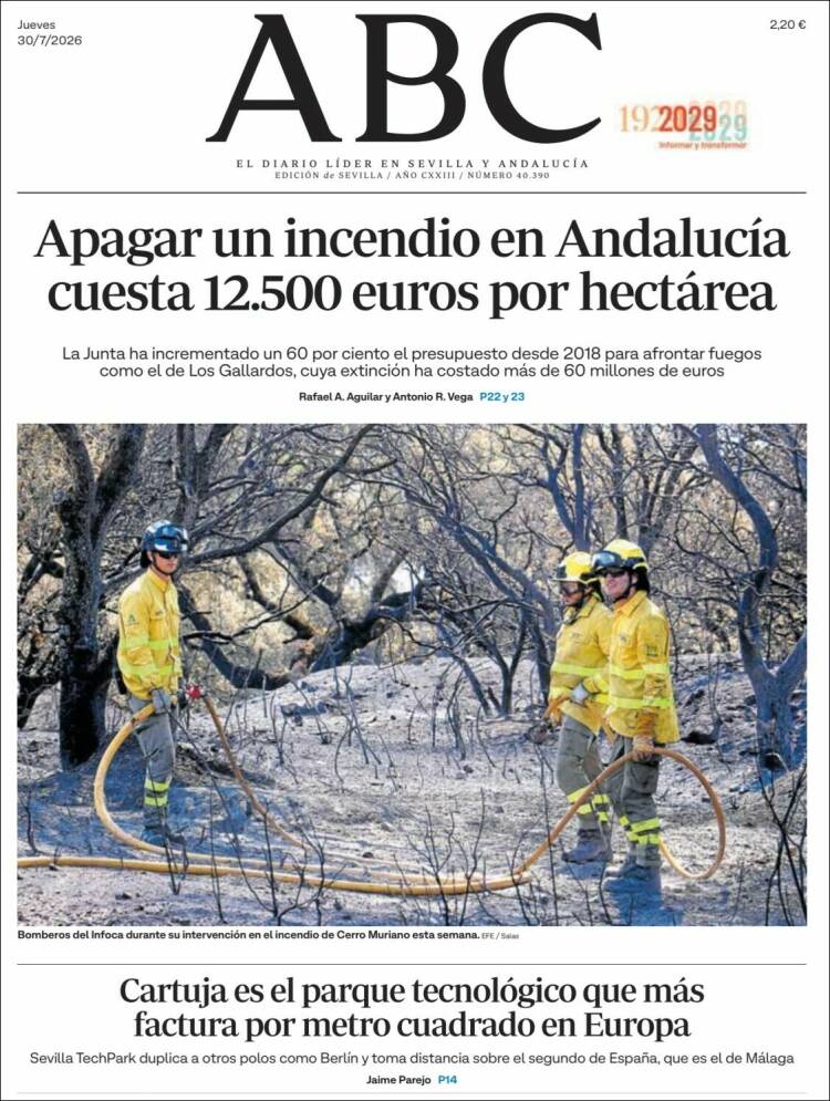 Portada de ABC - Sevilla (Espa&ntilde;a)