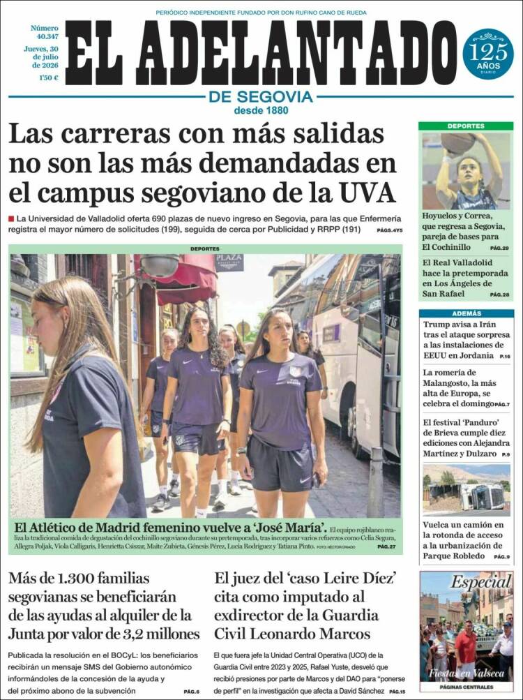 Portada de El Adelantado de Segovia (Espa&ntilde;a)