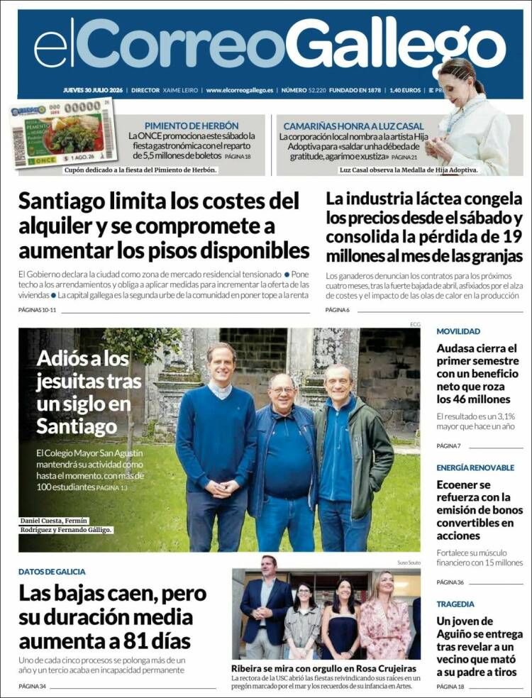 Portada de El Correo Gallego (Espa&ntilde;a)
