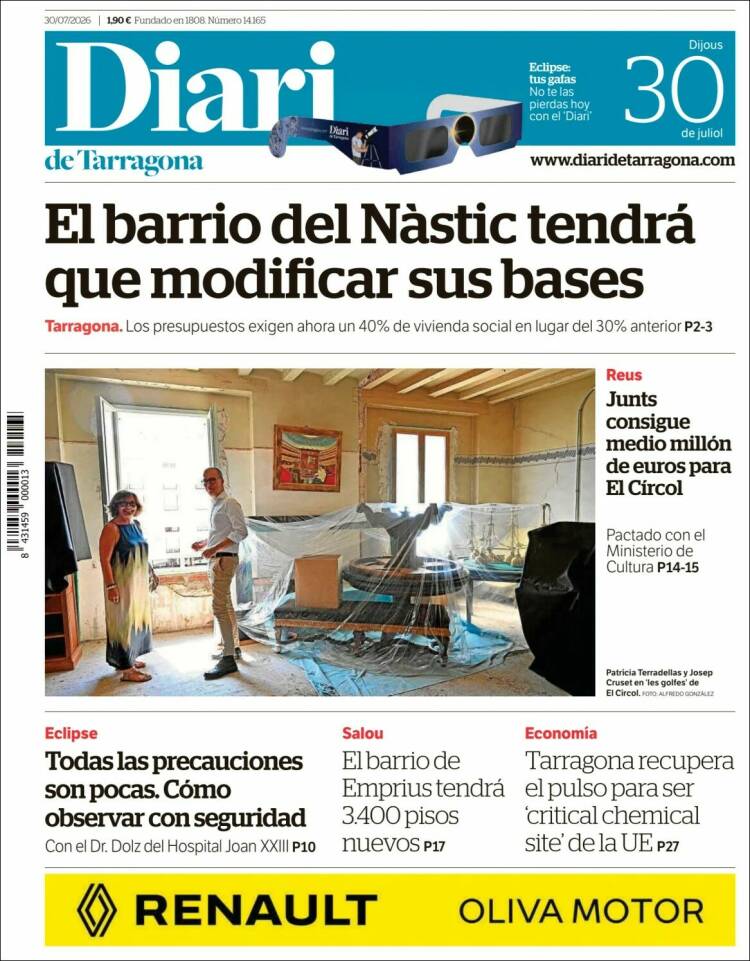 Portada de Diari de Tarragona (Espa&ntilde;a)