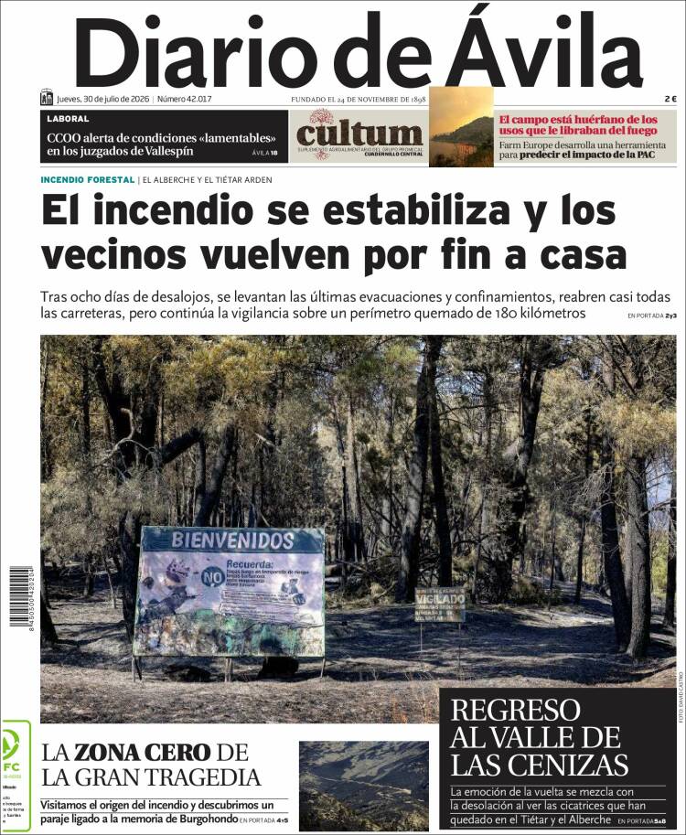 Portada de Diario de Ávila (Espa&ntilde;a)