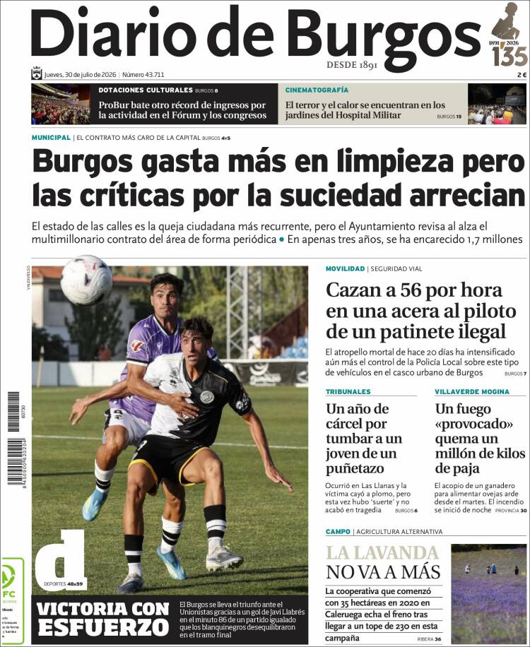 Portada de Diario de Burgos (Espagne)