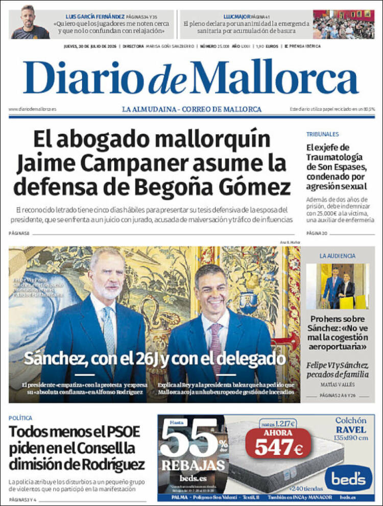 Portada de Diario de Mallorca (Espa&ntilde;a)