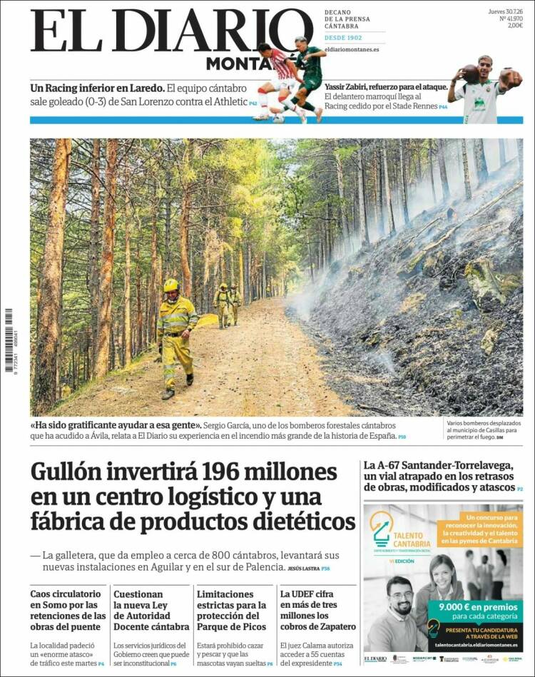 Portada de El Diario Montañés (Espa&ntilde;a)