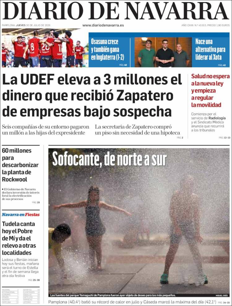 Portada de Diario de Navarra (Espa&ntilde;a)