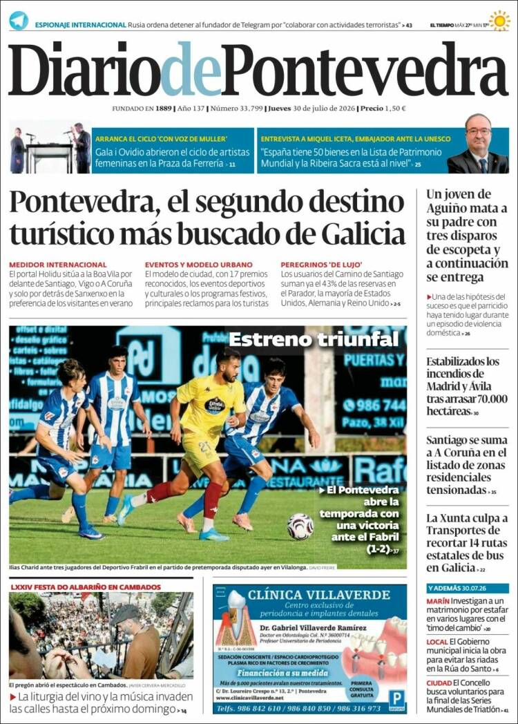 Portada de Diario de Pontevedra (Espagne)