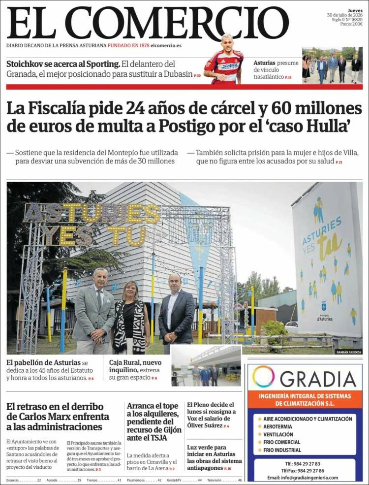 Portada de El Comercio - Gijón (Espa&ntilde;a)