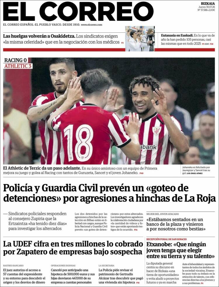 Portada de El Correo (Espa&ntilde;a)